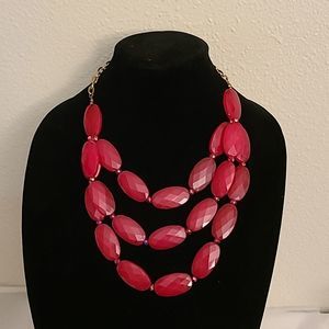 Make a Statement in Red!  Chunky Cherry Red Beaded Bib Necklace - Vintage Vibes